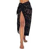 Back From Bali Womens Print Sarong Coverup Swimsuit Pareo with Boho Fringe & Coconut Clip - Wrap Skirt or Beach Shawl