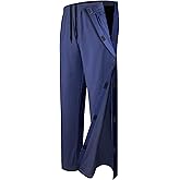 Unisex Tear Away Pants 2 Side Snaps Post Surgery Breakaway Pant Full Open Down Cotton Rip Off Pants for Hip Replacement