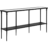 Nellie 55'' Wide Rectangular Console Table with Metal Shelf in Blackened Bronze