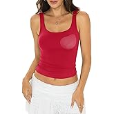 EasyGala Womens Padded Double Lined Tank Tops Crop Scoop Neck Sleeveless Tops Fitted Backless Shirts Basic Summer Tops