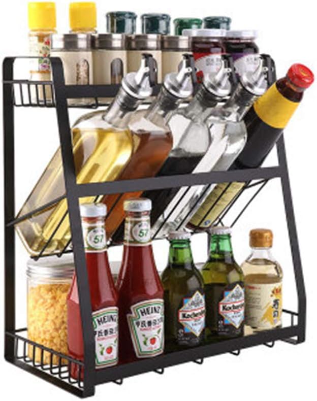 Creative Shelf Kitchen Finishing Storage Black Three-Layer Sauce Jar Seasoning Kitchen Shelf
