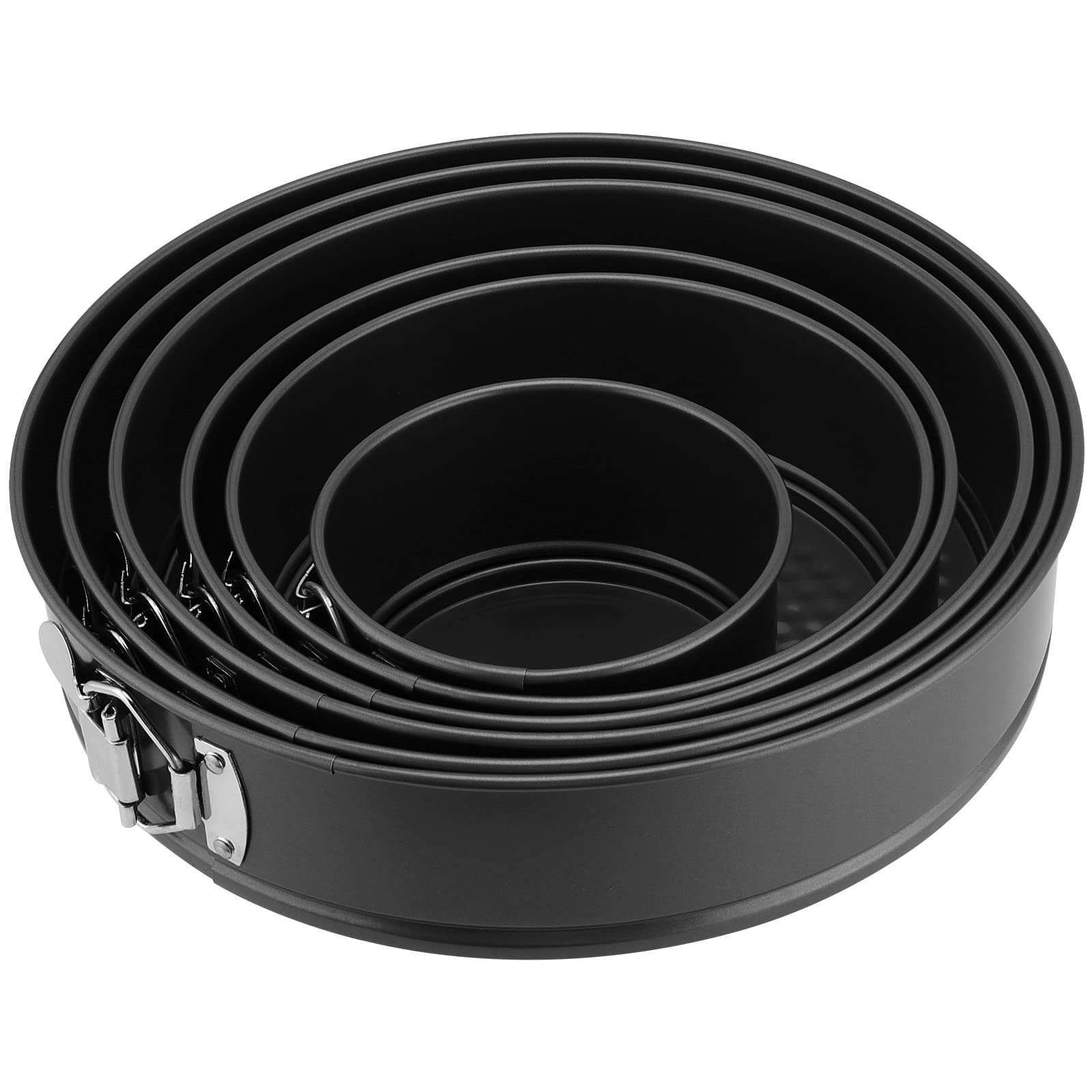 MUKLEI 6 PCS Cake Tins Set, 6 Sizes Springform Cake Tins with Removable Bottom, Loose Base Cheese Baking Pan Tray for Baking Cheesecake, Layered Cake, 12/18/20/24/26/28cm