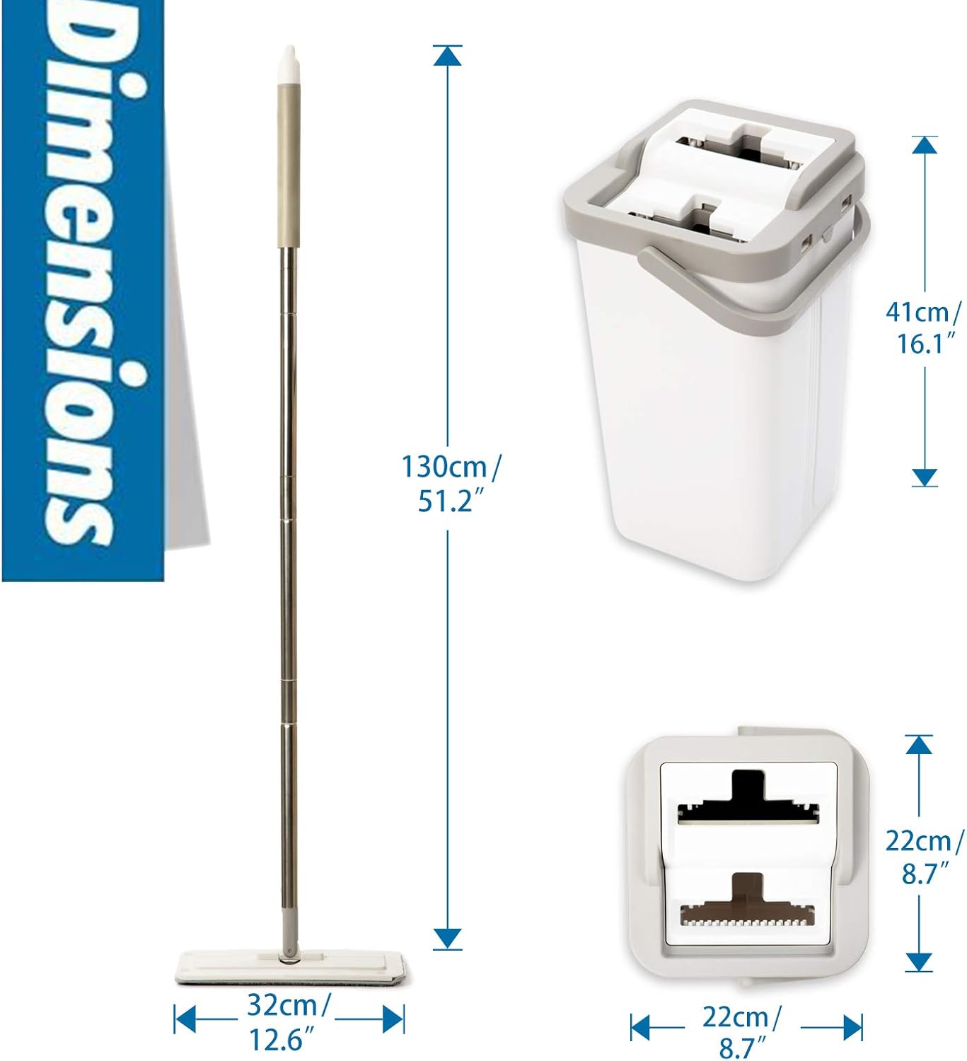 HTKMOS Mop Bucket with Wringer for Wood Floor Cleaning Supplies Set and Cleaning Squeeze Hand Free Floor Mop with 4 Washable & Reusable Microfiber Pads: Kitchen & Dining