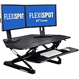 FlexiSpot Standing Desk - 41" Cubicles Corner Desk Riser Computer Riser Fit dual monitor with Removable Keyboard Tray (M4B-Corner-Black)