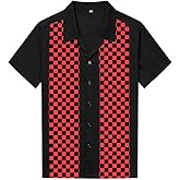 Anchor MSJ Men's 50s Retro Camp Rockabilly Style Cotton Mens Dress Shirts Hip Pop Bowling Shirts