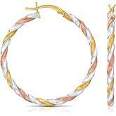 Sterling Silver Tricolor Three-Tone Hoop Earrings
