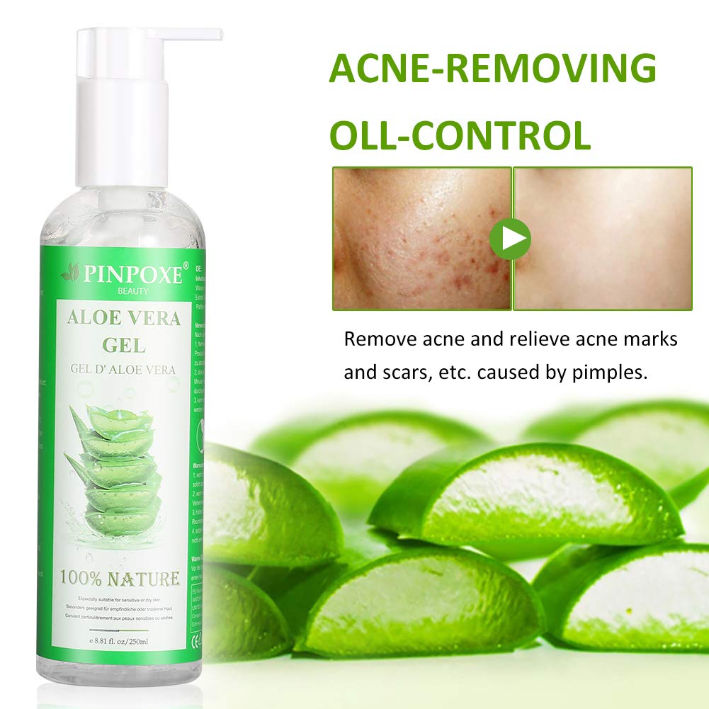 Aloe Vera Gel, Aloe Vera for Body & Hair, 99% ORGANIC Pure Aloe Vera Soothing Gel 100% Natural for Face, Body, Hair, Facial Moisturizer, After Sun Body Moisturisers - Care for Sunburn, 250ml : Beauty