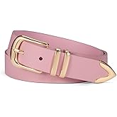 VATAN Women Leather Belt for Jeans Dresses Pants Fashion Ladies Casual Waist Belt with Gold Buckle