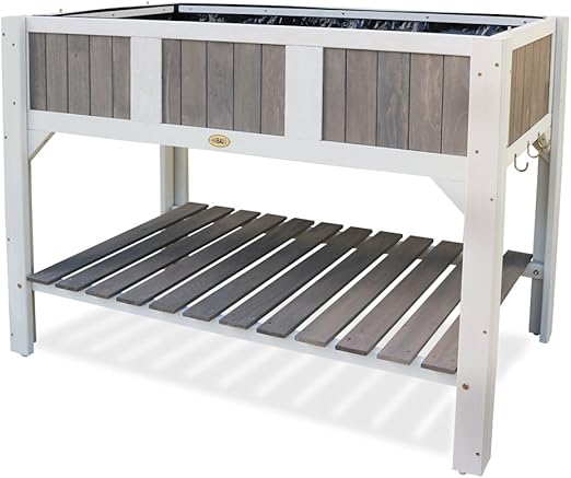 HABAU Klara Jardinera elevada, Blanco/Gris: Amazon.es: Jardín