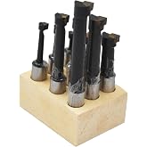 kimllier C6 9Pcs 1/2 Inch Shank Boring Bar Set, Carbide Tipped Bars | 2-1/4 to 4-1/2 Overall Length， with Wooden Base