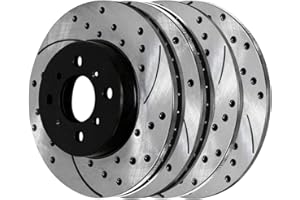 AUTO SHACK AutoShack Front and Rear Drilled Slotted Brake Rotors Black Set of 4 Replacement for 1990-2001 Acura Integra 1992-1995 1999 2000 Honda Civic 1994-1997 Civic del Sol 1.5L 1.6L 1.8L FWD PR4297-41151PR