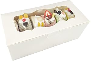 Aumodizzy 30pcs 9x4x3.5 Inch Cookie Boxes White Bakery Boxes with Window Treat Boxes Present Boxes for Roll Cakes, Desserts, Muffins, Donuts, Candies and Pastries(9 Inch)
