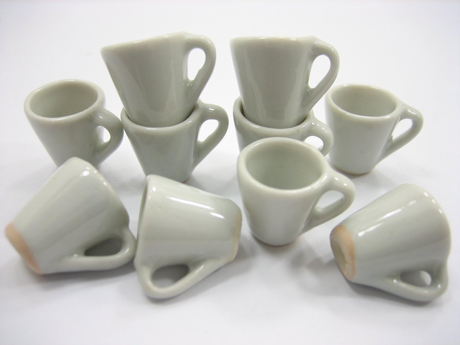 10 NEW White Coffee Tea Cup Mug Dollhouse Miniature Ceramic Kitchenware 12799