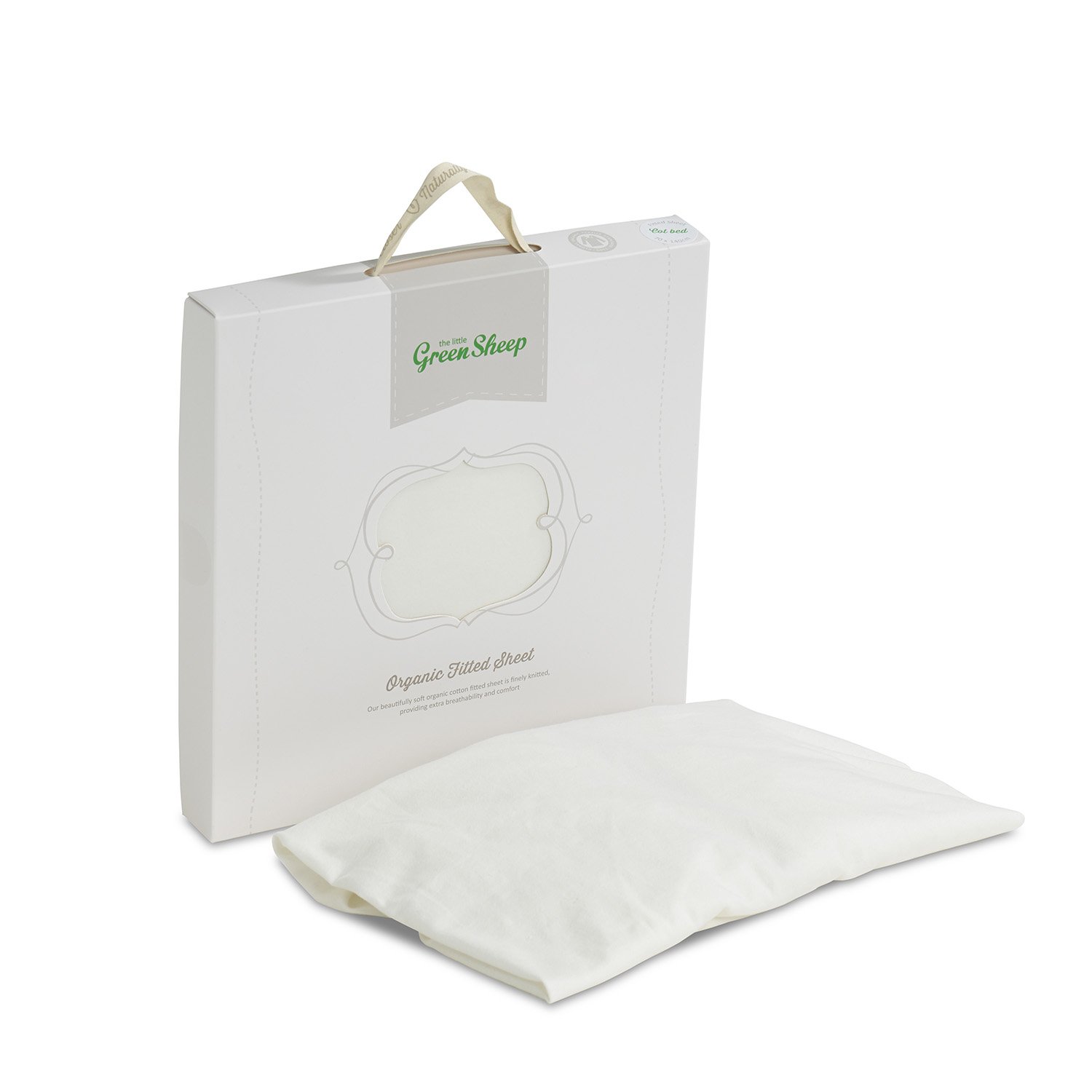 The Little Green Sheep Organic Cotton Cot Fitted Sheet, Soft Jersey Sheet, 60x120cm, White