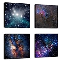 Natural art -Outer Space Starlight Wall Painting Prints on Canvas Wall Decoration Wooden Frames Canvas 4pcs/set