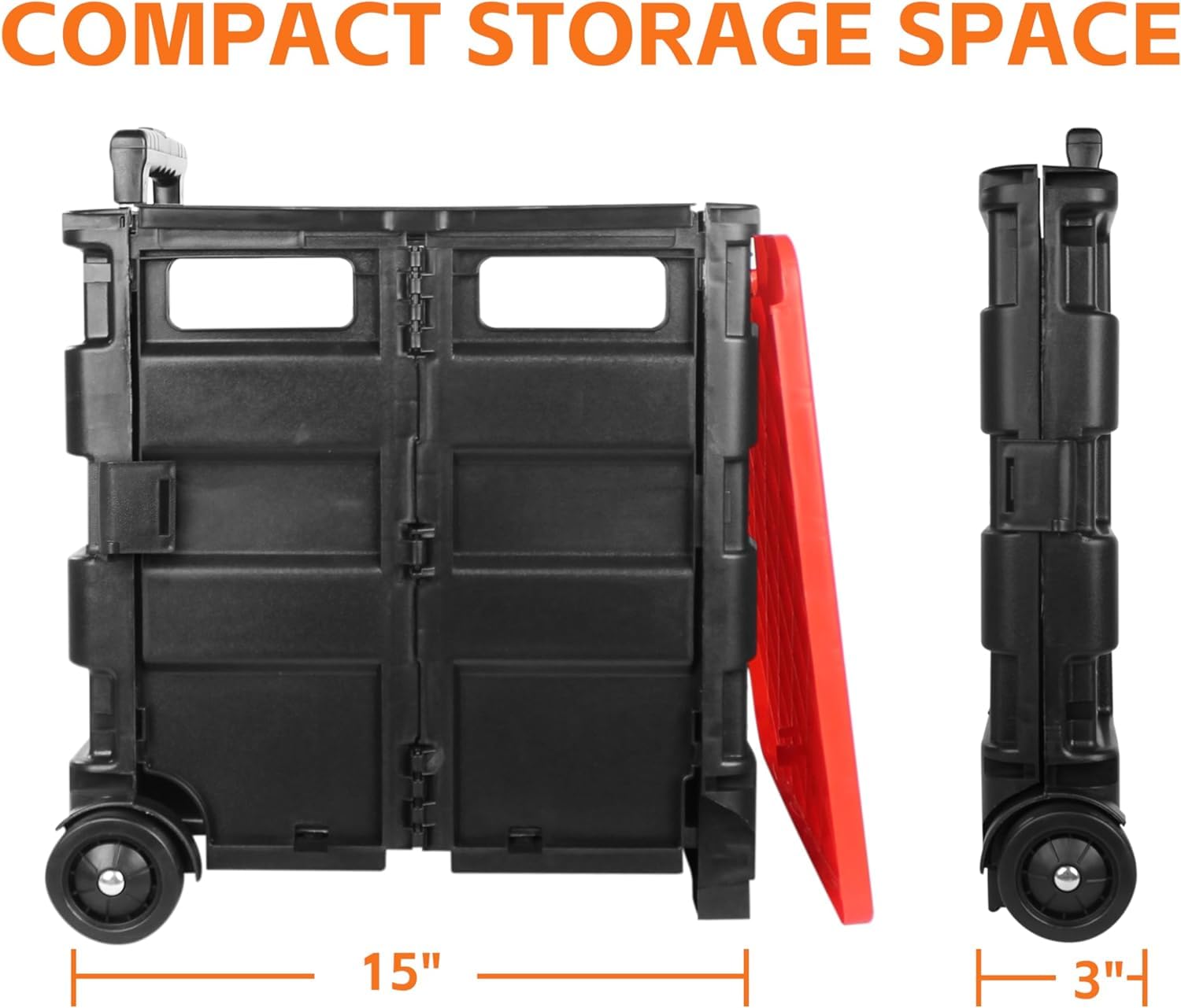 Maxworks Mua MaxWorks 50830 Collapsible Black Rolling Folding Dolly Cart for ...
