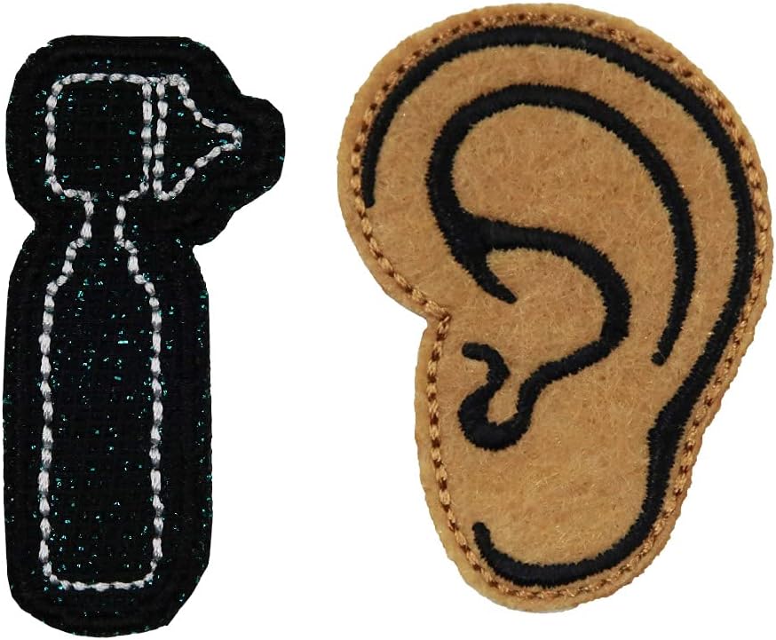 Mixed Media - Ear Thermometer Sparkle Glitter Embroidered Iron On Patches, Small Gifts for Nurse Doctor
