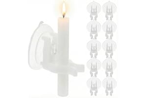 PRETYZOOM 12Pcs Window Candle Holders with Strong Suction Cup - Christmas Secure Flameless for Electric Candles - Transparent PVC Clamps for DIY, Religious Holiday Decor