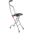 AW Lightweight Folding Walking Cane Stick with Seat Four Legged Portable Travel Hiking Chair Stool Eldely Care Aid