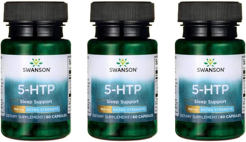 Swanson Extra Strength 5-HTP - Natural Sleep Support Supplement for Adults - Promotes Emotional Wellbeing & Mood Support with Natural Ingredients - (60 Capsules, 100mg Each) 3 Pack