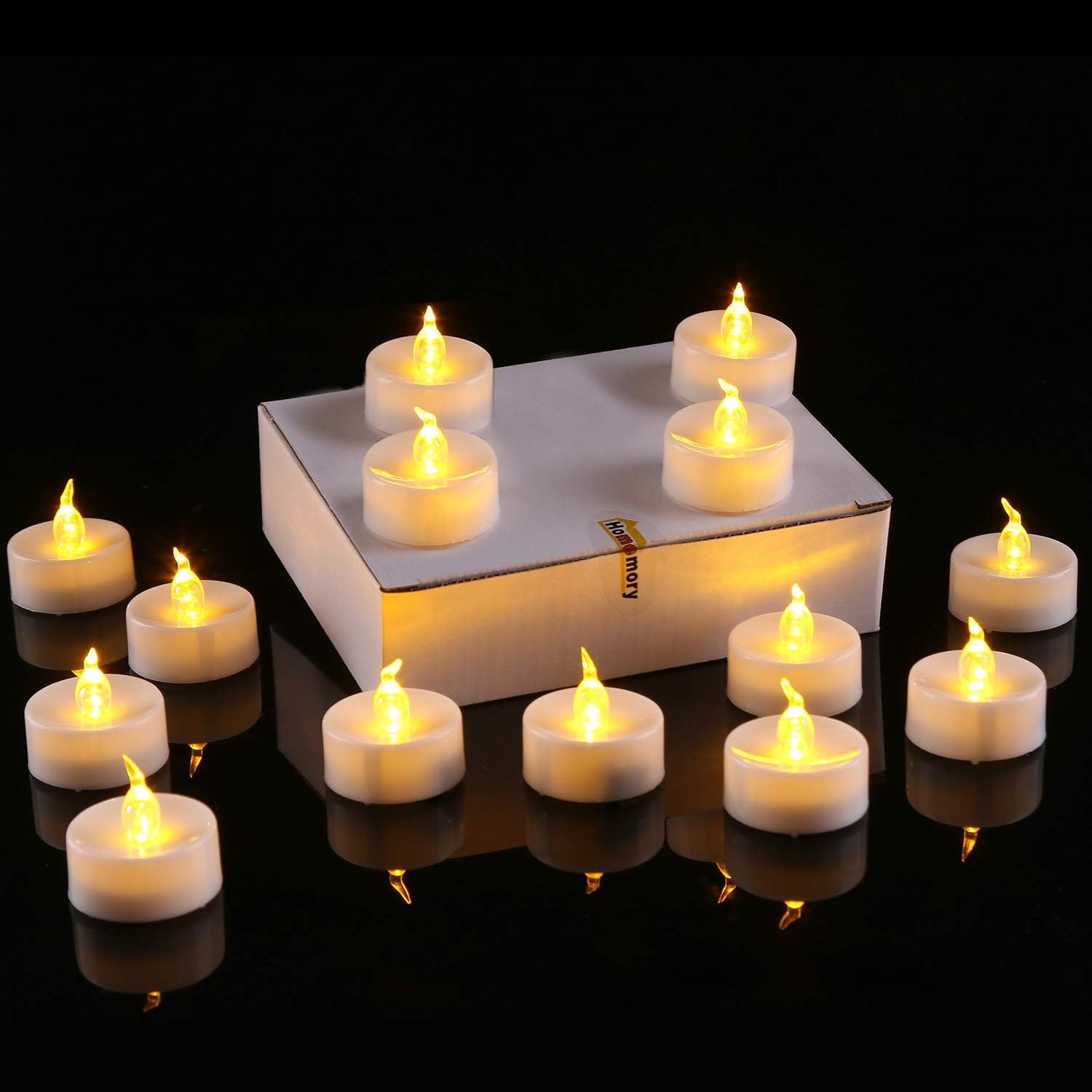 Homemory 24 Pack Warm Yellow Battery LED Tea Lights, Lasts 3X Longer, 200Hours, Flameless Flickering Tealight Candle - Image 3