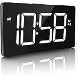 Digital Alarm Clock, LED Bedside Clock with 6-Level Brightness, Dual Alarm, Adjustable Volume with 3 Alarm Sound, Alarm Clock