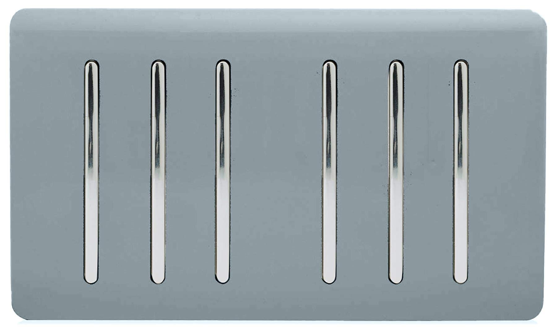 Trendi Artistic Modern Glossy 6 Gang 2 Way Rocker Double Plate Tactile Light Switch Cool Grey โ image 1