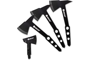 REAT Throwing Axe 3 Pack with Sheath, 10.5" Full Tang Desgin with Black Coating for Back Yard Throwing Game, Recreation and Competition