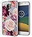 BAISRKE Moto G5s Plus Case, Moto G5S+ Case with Flower Slim Shockproof Clear Floral Pattern Soft Flexible TPU Back Cove for Moto G5s Plus & G5S+ (2017)[Purple Pink]