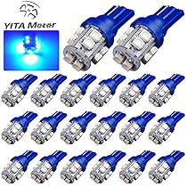 YITAMOTOR 20 x Ultra Blue T10 Wedge 10-SMD LED Light bulbs W5W 2825 158 192 168 194