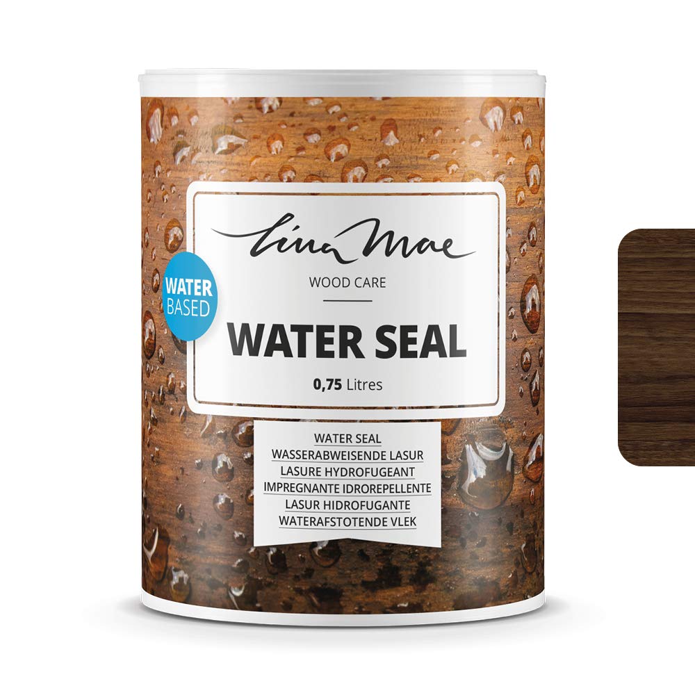 Waterproof Wood Stain (Varnish) with Satin Finish Water-Based – Water Seal Protector with Pearl Effect. Ideal for Wood: Furniture, Tables, Chairs, Pergolas and Windows (750 ml, Walnut)