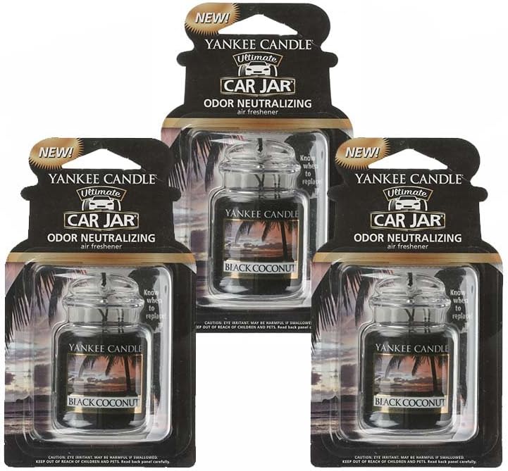 Yankee Candles Ultimate Car Jar Pack of 3 (Black coconut
