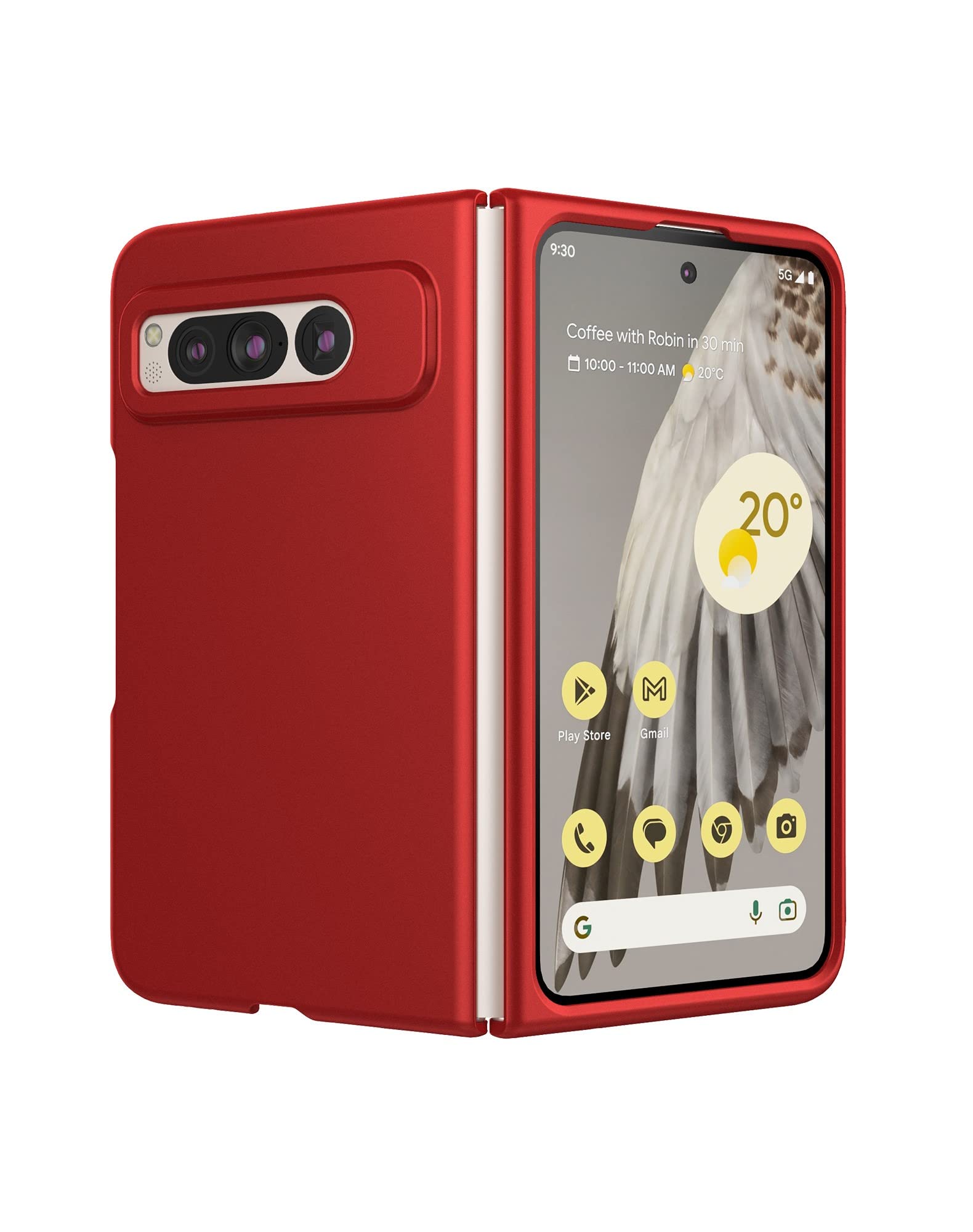 Cresee Case for Google Pixel Fold, Thin Matte Hard PC Cover Phone Case for Pixel Fold - Red
