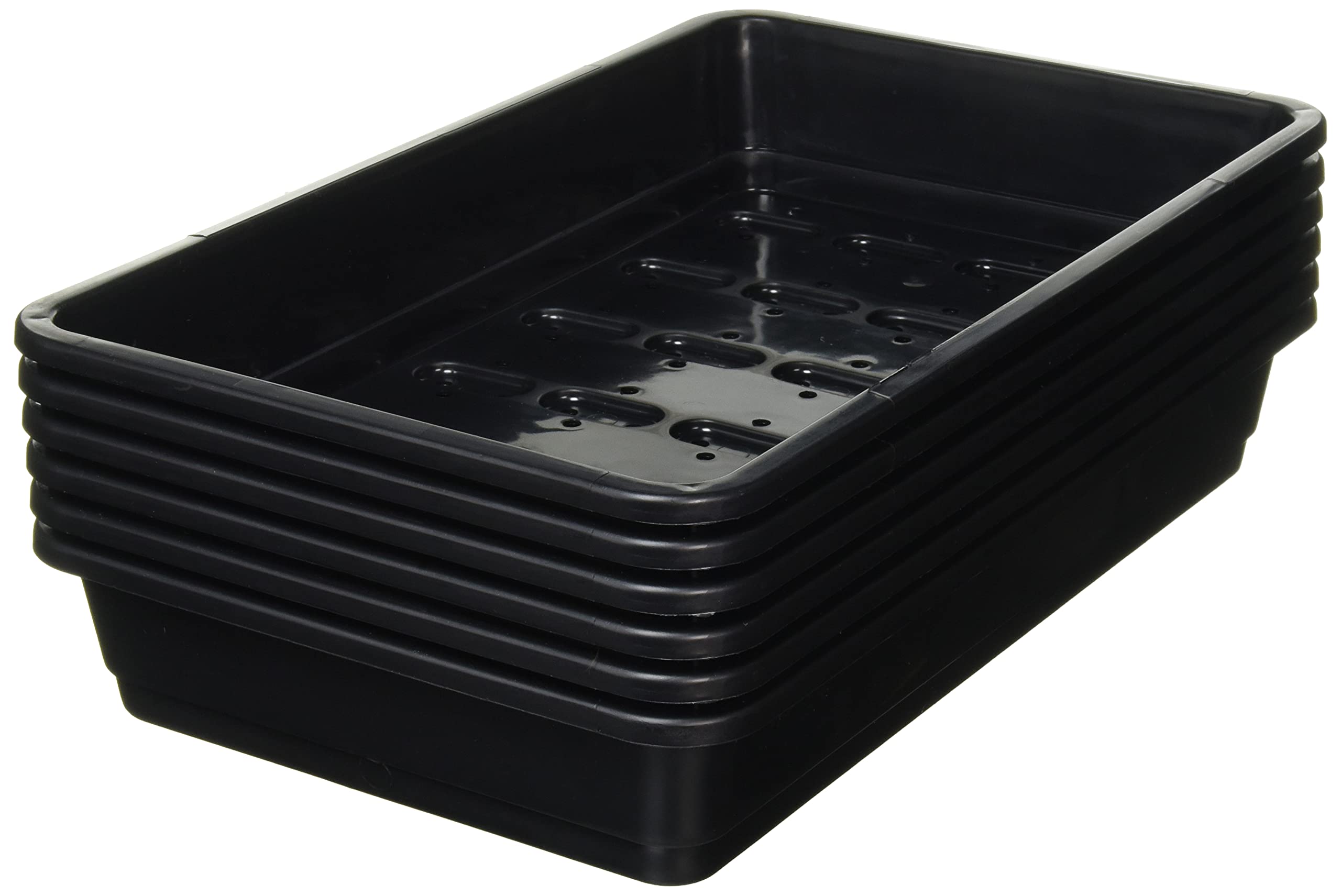 Garland GAL47FHB6 6 x Standard Full-Size Seed Trays, Black, with holes, 38x11x24 cm