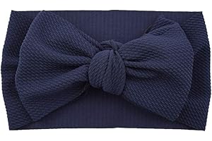 Koolgil Baby Girl's 8'' Soft Big Bow knot Nylon Headband Toddler Hairband for Photography Travel Party Festivals (Navy Blue)