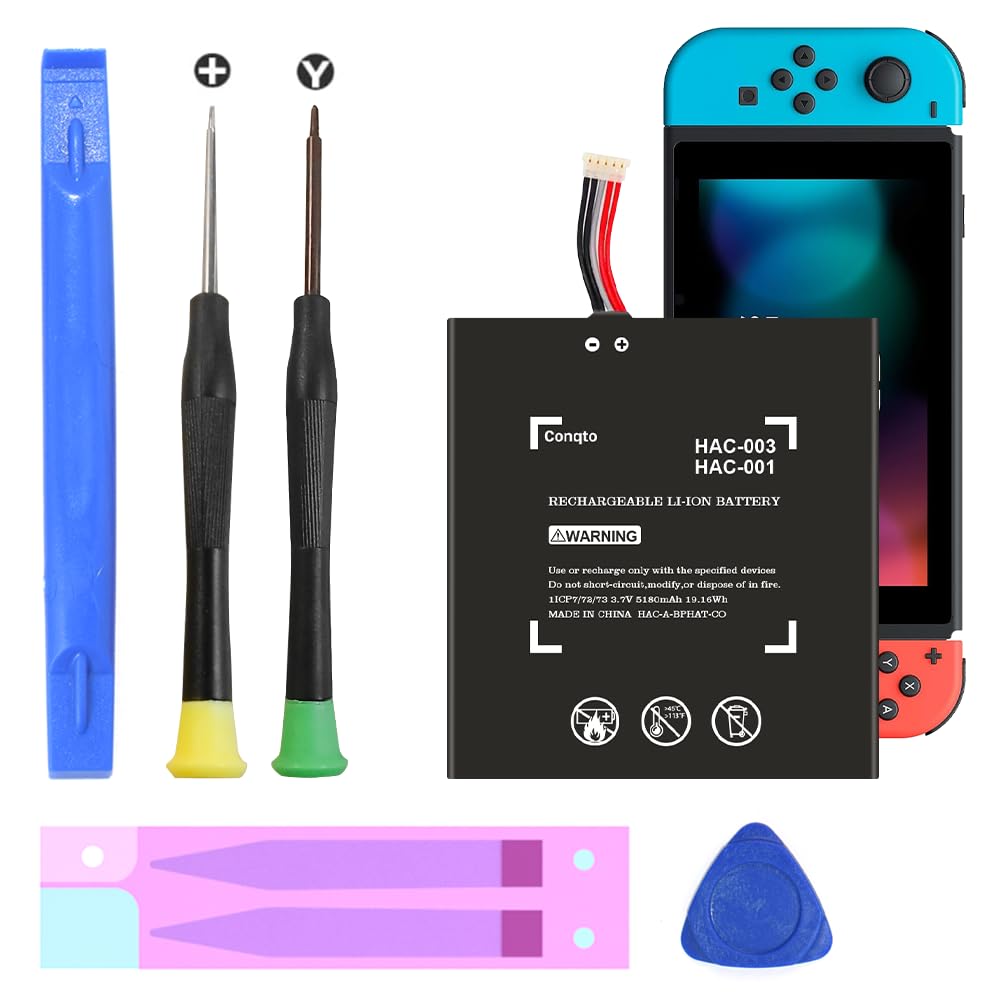 Photo 1 of (5180mAh) 2025 Upgrade High Capacity Battery Replacement for Nintendo Switch 2017 HAC-003, HAC-001, HAC-A-BPHAT-C0, HAC-S-JP Game Console with Repair Tool Kit