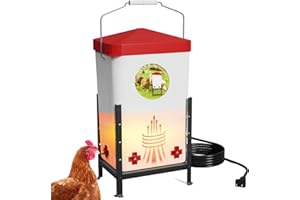 Nexum 3 Gallon Heated Chicken Waterer - Outdoor Unfrozen Poultry Drinker for Winter with 4 Nipples and Adjustable Stand Automatic Chicks Water Bucket (Red, 3 Gallon)