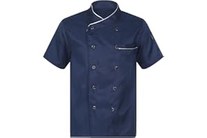 ranrann Unisex Chef Coat Women Men's Short Sleeve Chef Jacket Kitchen Cooking Chef Restaurant Uniform