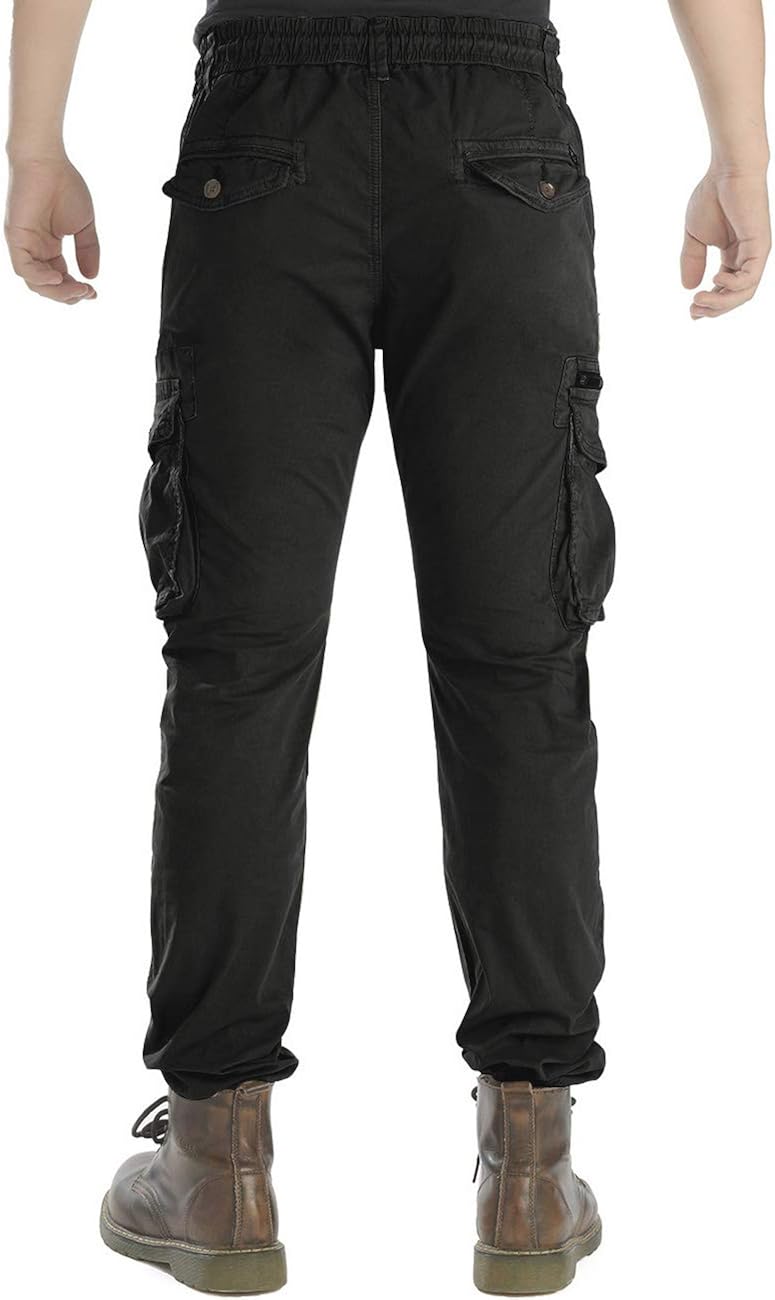 Men Tapered Cargo Pants Slim Fit Chino Joggers Work Trousers with Pockets at  Men’s Clothing store