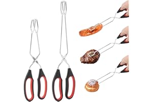 2pcs Food Tongs,Stainless Steel Kitchen Tongs for Cooking,9 inch Serving Scissors Tong,11 inch Buffet Pliers,Barbecue Tong wi