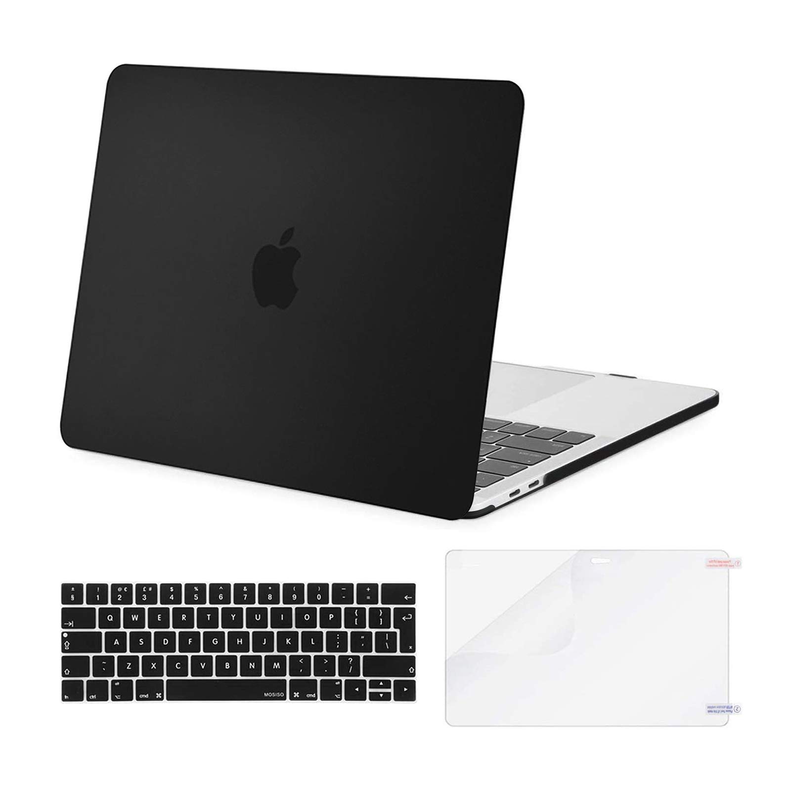 MOSISO Compatible with MacBook Pro 13 inch Case M2 M1 2026 2025 2024 2023-2016 Release A2338 A2289 A2251 A2159 A1989 A1706 A1708, Plastic Hard Shell Cover&Keyboard Skin&ScreenProtector, Black