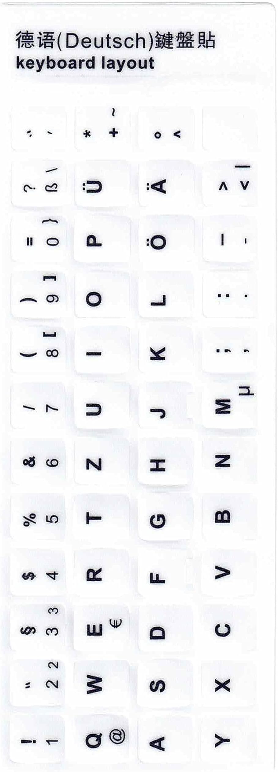 KOKOBASE German Keyboard Stickers White Eco Friendly Dustproof for Laptop PC
