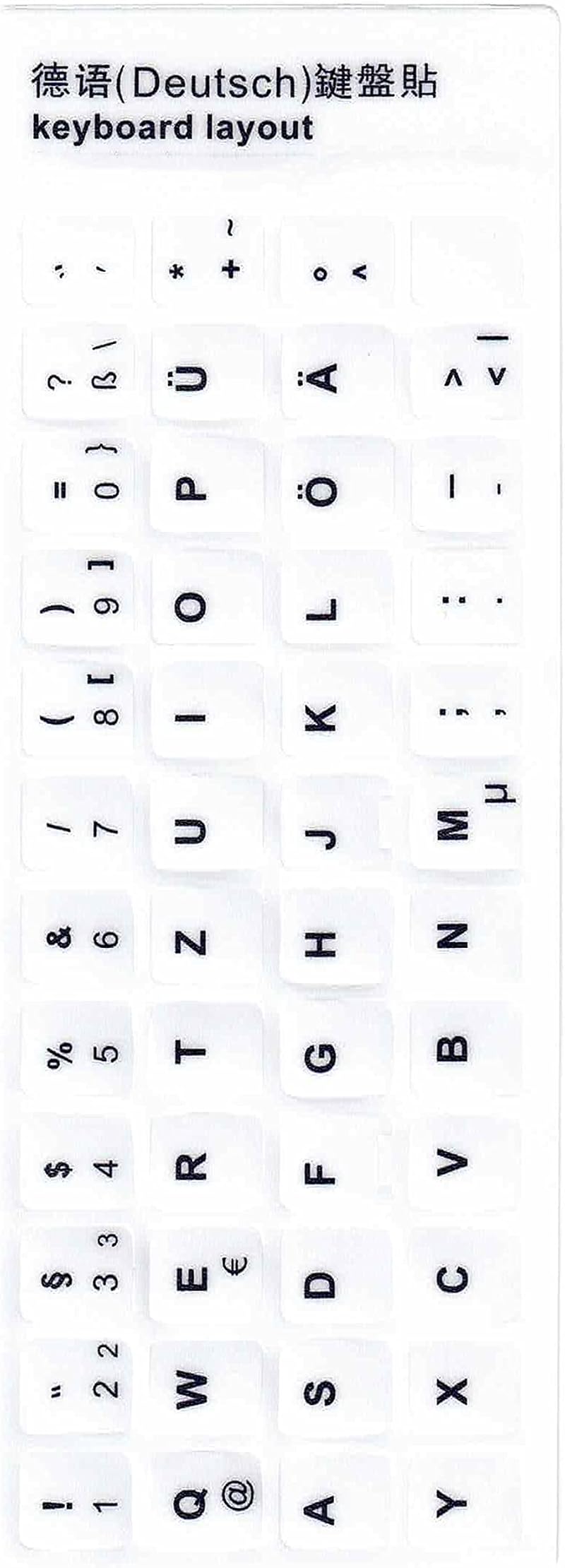 KOKOBASE German Keyboard Stickers White Eco Friendly Dustproof for Laptop PC