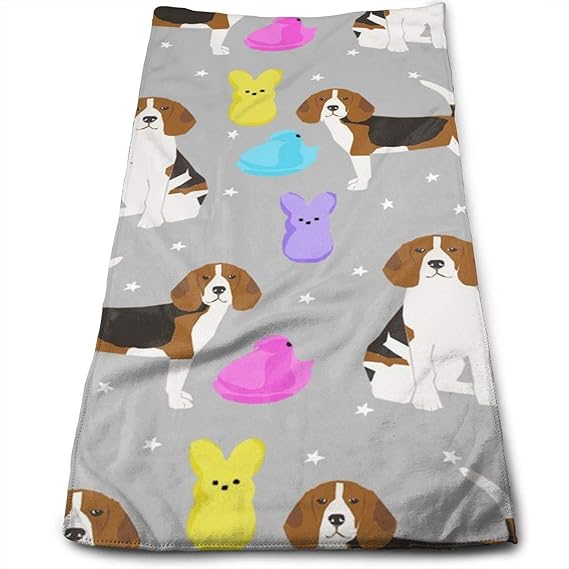 momnn Beagle Easter Spring Marshmallow Treats Dog Breed Pet Hand Towels Dishcloth Floral Linen Hand Towels Super Soft Extra A