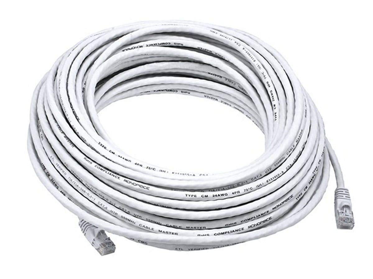 Monoprice 105032 75 ft 24AWG Cat6 550 MHz UTP Bare Copper Ethernet Network Cable - White
