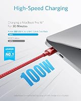 Anker 333 USB C to USB C Cable 6ft Nylon 100W 2-Pack Type C Charger view 2
