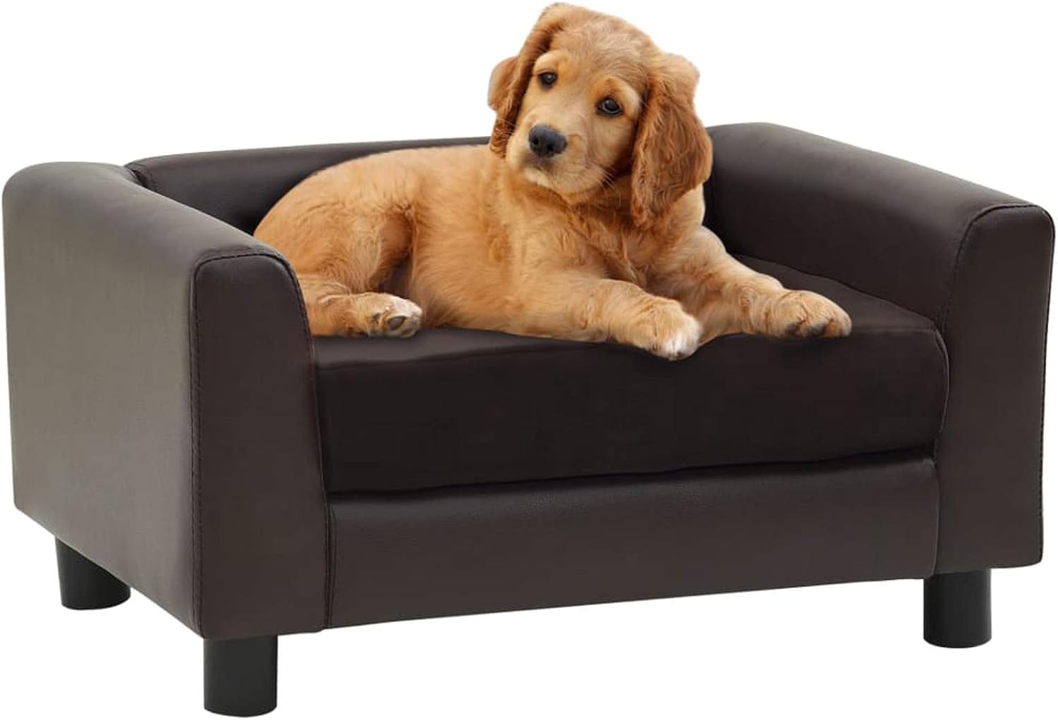 Tidyard Canapé pour Chien Lit pour Chien Marron 60x43x30 cm Peluche et