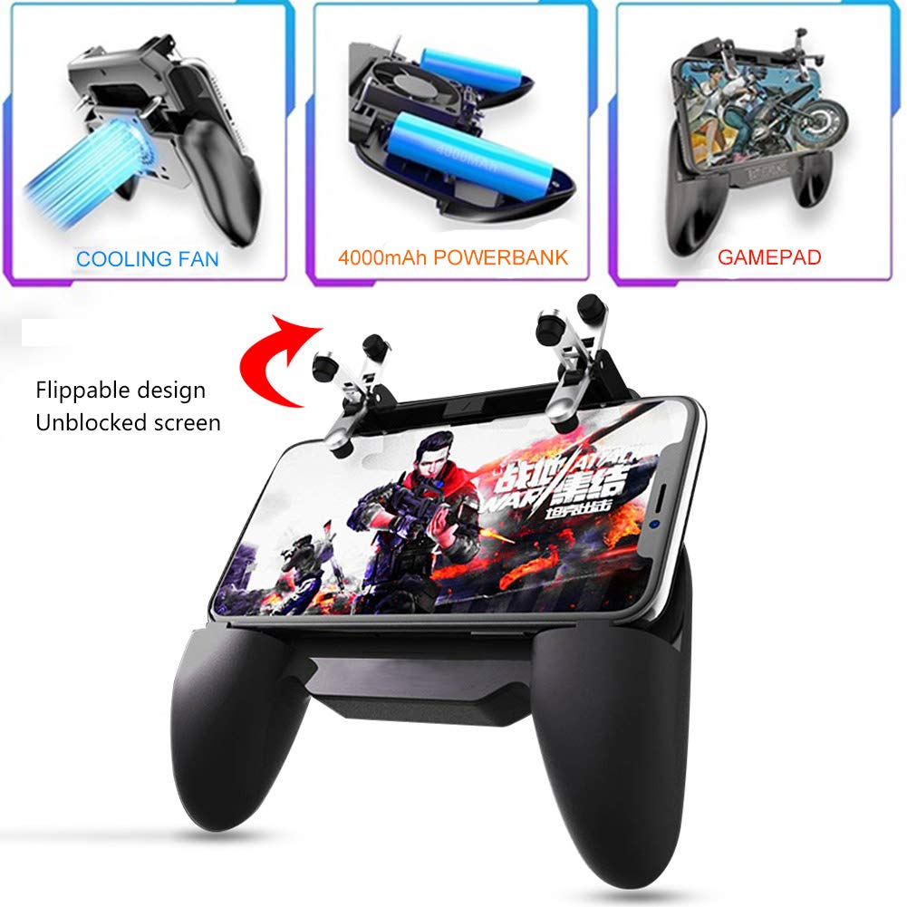 YZmoffer Mobile Game Controller Gamingpad with 4000mAh Power Bank Cooling Fan