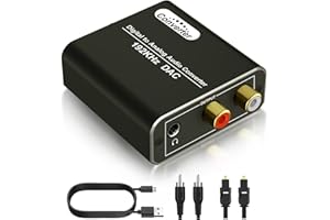 ORIKLON Digital to Analog Audio Converter - 192KHz DAC with Optical Toslink and SPDIF Coaxial to RCA L/R and 3.5mm Jack for TV, DVD, Blu-Ray, Home Cinema