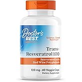 Doctors Best Trans-Resveratrol 100, Resveratrol with Red Wine Polyphenol (ResVinol), Non-GMO, Gluten Free, Soy Free, Vegan 60 Veggie Caps